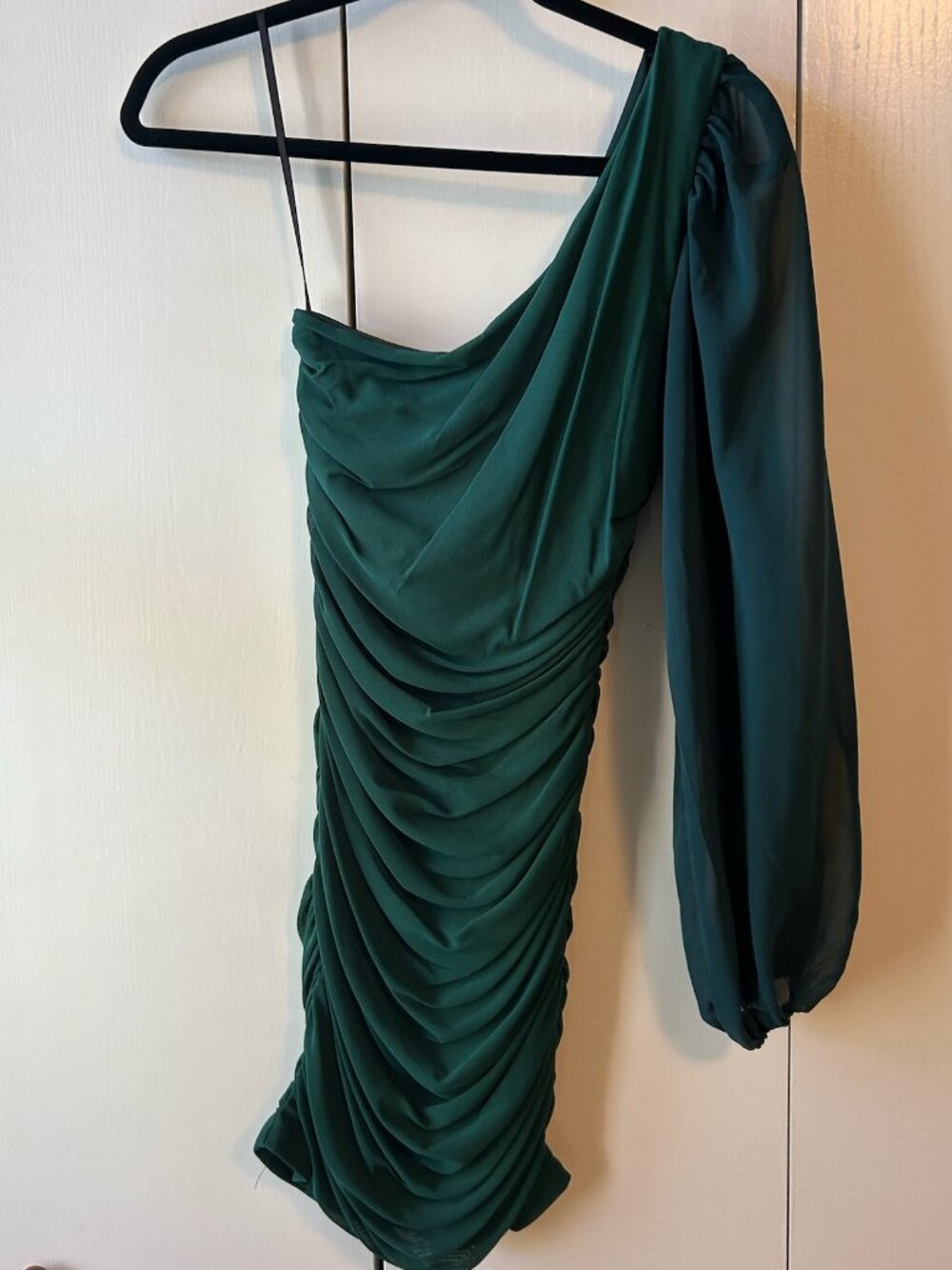 Dark Green One-Shoulder Party Dress, Hello Molly Size 4